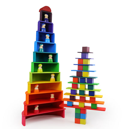 Cross-Border Wholesale 11-Piece Large Rainbow Building Block Arch Bridge Kindergarten Kidsren's Educational Early Education Stacking High Building Toys