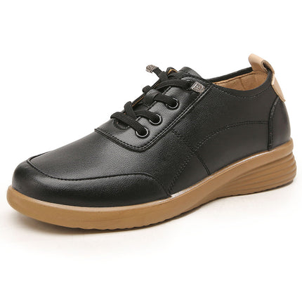 Mom's Shoes, Flat-Soled, for Elderly Women, Spring and Autumn, Comfortable, Soft-Soled, New Style for Middle-Aged and Elderly, Non-Tiring, Non-Slip, Single Shoes, Middle-Aged Leather Shoes