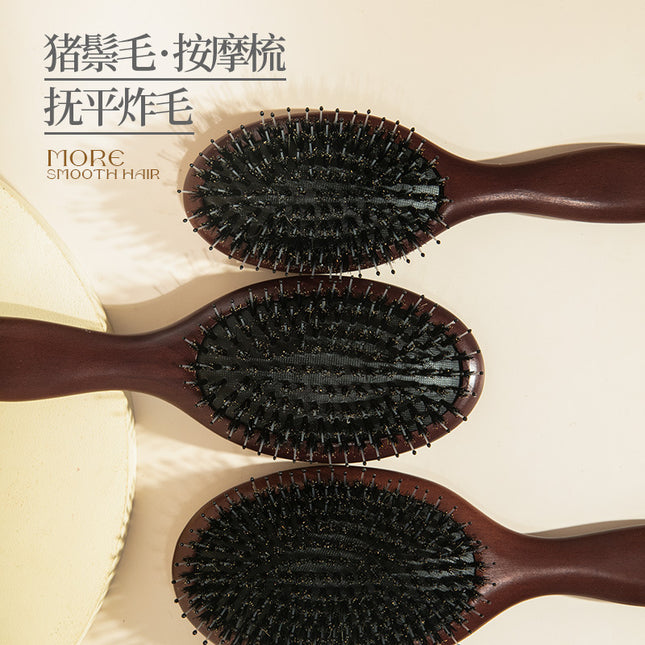 Natural and Authentic Boar Bristle Air Cushion Comb Air Bag Massage Comb Scalp Meridian Fluffy Bamboo Comb Beech Wood Comb Wholesale