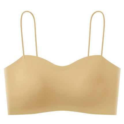 Popular Seamless Beauty Back Bra for Women, Tube Top, Spaghetti Straps, No Rims, Small Breast Push-Up, Glossy One-Line Support Bra