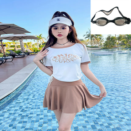 Women's Swimsuit 2025 New Style Belly-Covering Slimming Look One-Piece Boxer Swimming Pool Conservative Hot Spring Professional Large Size Swimsuit