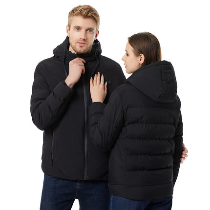 Cross-Border Smart Heating Clothing Cotton Jacket USB Rechargeable Warm Cotton Coat Electric Heating Hooded Constant Temperature Casual Wear for Men and Women