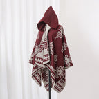 Cape with hat-burgundy