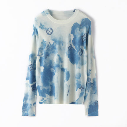 [120 water-soluble] worsted ultra-fine water-soluble wool ink painting round neck skin-friendly thin knitted base shirt