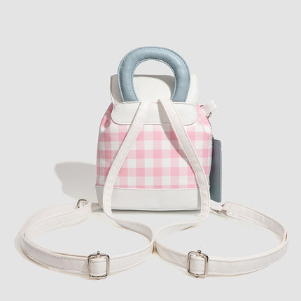2026 New Summer Style Buttoned Mini Backpack Plaid Small School Bag Cute Backpack for Girls for Going Out