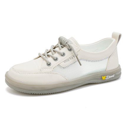 White Shoes Summer Thin Women's Shoes Mesh Breathable Tendon Bottom Cut Out 2025 New Mesh Shoes Soft Sole Shoes Large Size