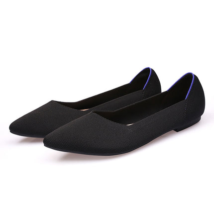 Egg roll European and American princess shoes spring and autumn fly woven shoes 40 beans 41 flat 43 plus size women's shoes soft bottom knitted pointed
