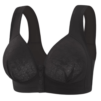 New Product Fixed Cup Front Opening Buckle Mother Middle-aged and Elderly Underwear Women's plus size Non-rimless Bra Thin Vest Bra