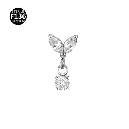 New pendant lip nail 0.9 teeth F136 titanium alloy moon lightning cone lip nail ear bone nail tragus 5A zircon