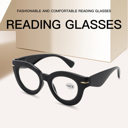 European and American New Style Thick Frame Personalized Reading Glasses, Fashionable Cat-Eye Glasses, Anti-Blue Light Reading Glasses, Unisex
