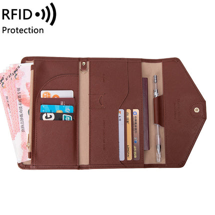 Cross-border Passbook Bag Women's 2023 New RFID Multi-function Air Ticket Certificate Bag Men's and Women's Passbook Holder for Traveling Abroad
