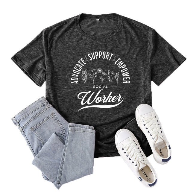 Amazon Supply Advocate Support Empower Printed Short-Sleeved Women's Casual Summer Casual