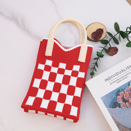 High Elastic Knitted Satchel Fashion Shoulder Bag 2024 Satchel Simple Versatile Student Casual Bag Large Capacity Mobile Phone Bag
