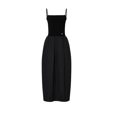 Dress 2025 Autum New Product New Chinoiserie Vase Skirt High Waist Flat Suspender Skirt Black Dress Women's Fashion