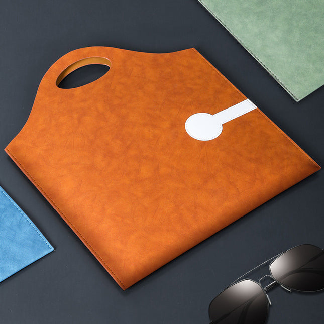 A4 Leather File Bag Handbag Custom Printable Logo Waterproof Storage Portable File Bag A4 Small Data Bag