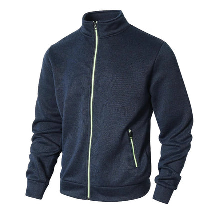 Plus-Size Men's Autumn and Winter Stand-Collar Cardigan Sweatshirt, Cationic Fleece-Lined Knit Jacket, Extra-Large Men's Clothing, In-Stock Fast Delivery