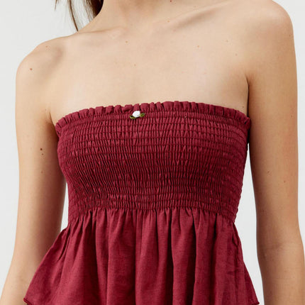 Autumn 2024 Amazon New European and American Cross-border Fashion Women's Top Solid Color Strapless Stopped Sexy Small Vest