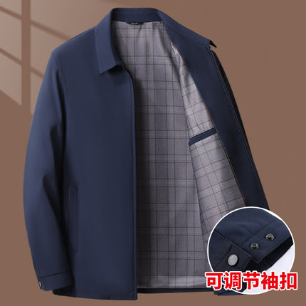 One-Piece Drop-Shipping Spring and Autumn Executive Jacket for Dad, Middle-Aged and Elderly Lapel Business Casual Coat, Men's Windproof Top