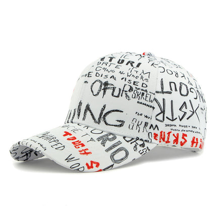 Women's Spring and Summer Sun Protection Visor Hat, Fashionable Ripped Graffiti Print Letter Baseball Cap, Men's Hard Brim Cap