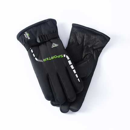 Men's ski gloves winter thickened non-slip riding fleece-lined warm gloves winter wind and cold protection cycling wholesale