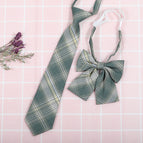 Grass green check (tie collar flower)