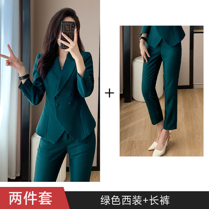 Green Suit Jacket Women's 2023 New High-end Dress Work Clothes Elegant Autumn and Winter Goddess Fan Professional suit