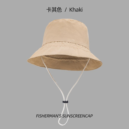 Summer Hat Big Head Fisherman Hat Double-sided Sunscreen Men's Hat Men's Trendy Thin Black Sun Hat Japanese