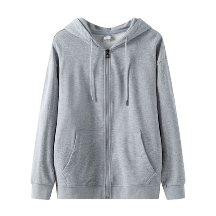 Trendy European and American Style Oversized Drop-Shoulder Fleece Zip-Up Hoodie with Pockets for Autumn and Winter