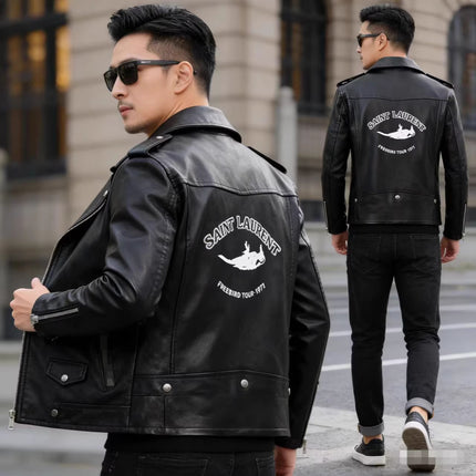 Foreign Trade Wholesale Spring and Autumn New Men's Leather Jackets Korean Style Slim Fit Men's Leather Jackets Large Size Outerwear Leather Jackets Factory Direct Sales