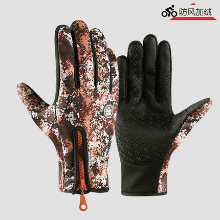 Riding Gloves for Men and Women Touchscreen fleece-lined Thickened Warm Autumn and Winter Electric Vehicle Waterproof Windproof Anti-slip Cold-proof