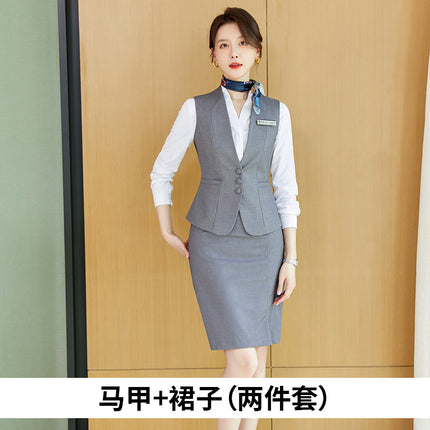 Spring Clothing Professional High-end Vest suit Temperament New Hotel Front Desk Attendant Work Clothes Sales Workwear Uniform
