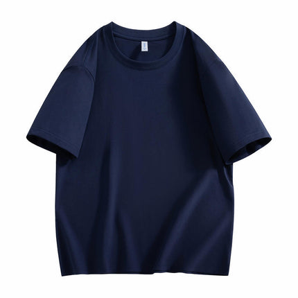 Round Neck Solona Polyester-Cotton Short-Sleeve T-Shirt with Logo Printed, Group Advertising Shirt, Workwear, Factory Wholesale, Cross-Border, Simple Style