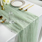 A9 light green yarn white beads / 150*300CM