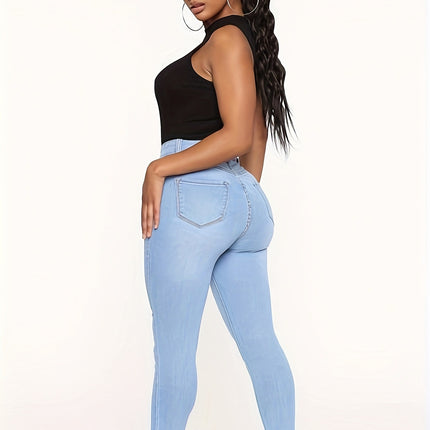 [High-Waisted |   Stretch] Light Blue High-Waisted Stretch