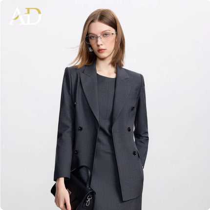 Ad Wool Suit Women's Autum 2025 New Popular High-End Business Wear Two-Piece Khaki Long-Sleeved Suit