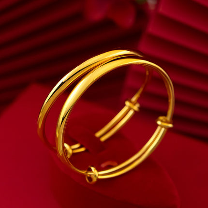 Vietnam Sha Jin Round Belly Smoothed Push-Pull Bracelet Brass Gold-Plated Women's Fashion Simple Jewelry Live Supply