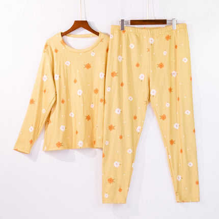 Cross-border plus size Women's Pajamas Pullover Crewneck Autumn and Winter Velvet Casual Simple Warm Printed Home Clothes
