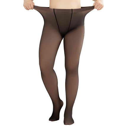 Fat mm Autumn and Winter Fake Translucent Crotch Leggings to Heattech Bare Legs Fleece-Lined Thickeneded Translucent Pantyhose Can Be Worn Outside