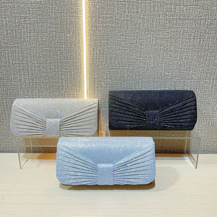 New Cross-border Pleated Clutch Bag Shiny Evening Bag Chain Fashion Party Women's Bag Shoulder Crossbody Mini Bag