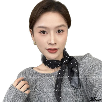 Autumn Maillard Wine Red Artistic Retro Small Square Decorative Scarf Cotton Linen Breathable Waist Flower Hair Belt