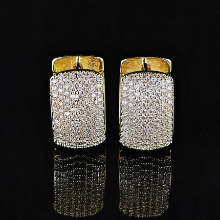 Super Flash Women's Full Diamond Earrings European and American Fashion Simple Personality Earrings Cold Style All-match Square Ear Buckle e8451