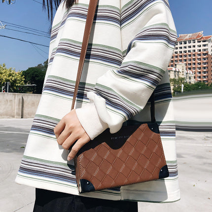 New Korean Style Trendy Brand Fashion Woven Small Square Bag Shoulder Bag Crossbody Small Square Bag High Quality Box Bag Women's Bag