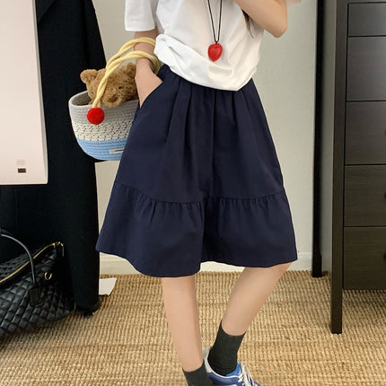 Cross-Border College Style Khaki Skirt 2025 Spring New Design Age-Reducing Japanese Style Flap Pocket Pants Mid-Skirt A-Line Skirt