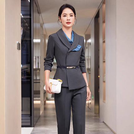 High-end Professional Suit suit Women's New Spring and Autumn Hotel Front Desk Reception Tooling Guide Shopping Case Field Customer Service Work Clothes
