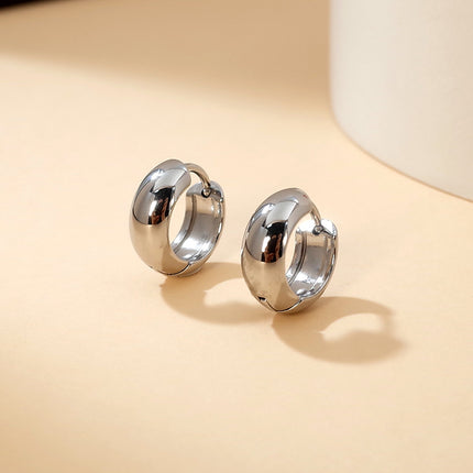 Hot-Selling Titanium Steel Simple Polished Minimalist Earrings, Light Luxury, High-End Fashion, Large Hoops, Versatile Earrings for Men and Women