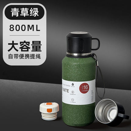 Outdoor Large-Capacity All-Steel Kettle for Men, Tea-Water Separation Vacuum Insulated Cup, 316 Stainless Steel Hiking Sports Water Cup