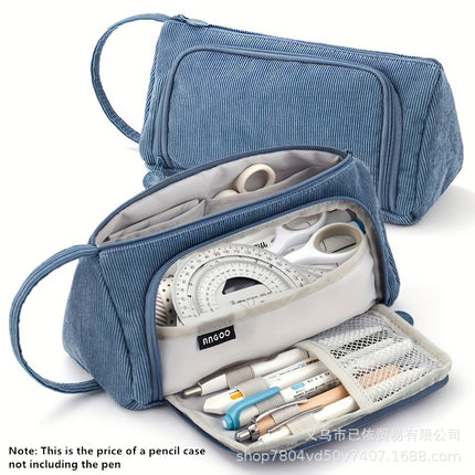 Oxford Cloth Pencil Case with Large Capacity and Multi-Layer Design, Stationery Box for Primary and Secondary School Students, High Aesthetic Value, Simple and Waterproof, Direct from the Source Factory