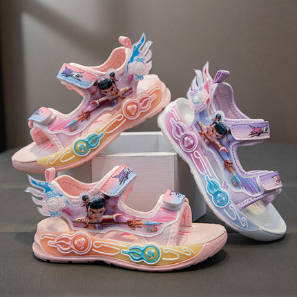 Children's Sandals Girls Beach Shoes Summer New Cartoon Girls Princess Shoes Cute Soft Sole Baby Sports Sandals