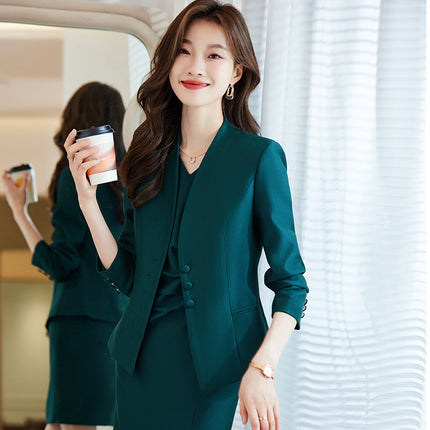 Fashion Suit suit Women's Autumn New High-end Feeling Temperament Goddess Fan Host Secretary White-collar Professional Dress