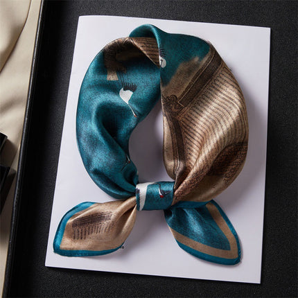 100% Silk Scarf, High-End Hangzhou Silk Small Square Scarf, Spring & Fall Versatile Neck Protection Decorative Shirt Professional Scarf